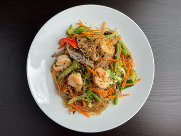 Japchae - Glasnudeln mit Garnelen